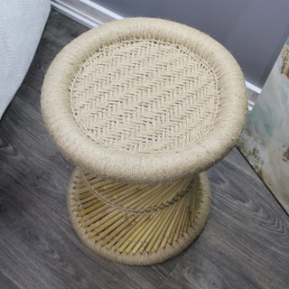 Natural Geo Moray Decorative Handwoven Jute Accent Stool, Beige