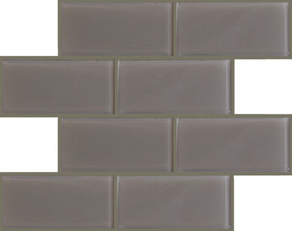 3"x6" Crystal Glass Tile, Set of 32 (4 sq ft), Gravel