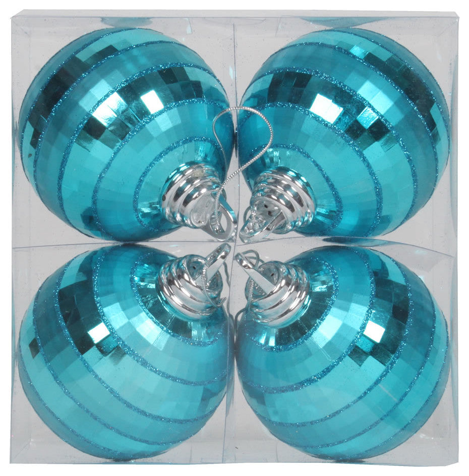 Vickerman 4" Matte Mirror Ball, Set of 4, Teal