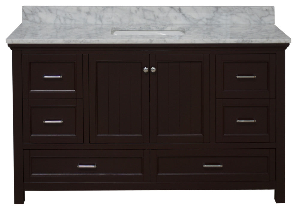 Paige 60" Bathroom Vanity, Chocolate, Carrara Marble, Single Sink