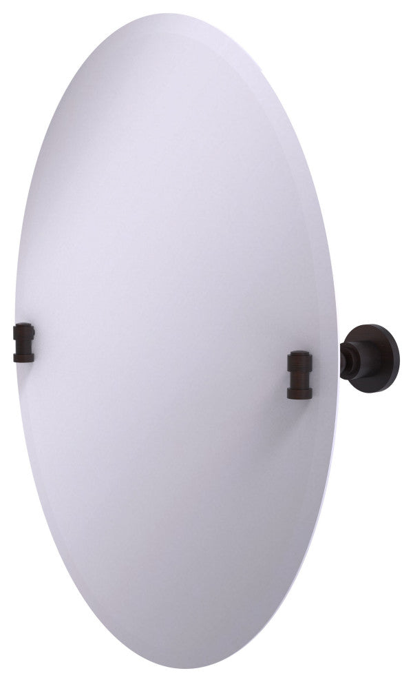 Washington Square Frameless Oval Beveled Edge Tilt Mirror, Venetian Bronze