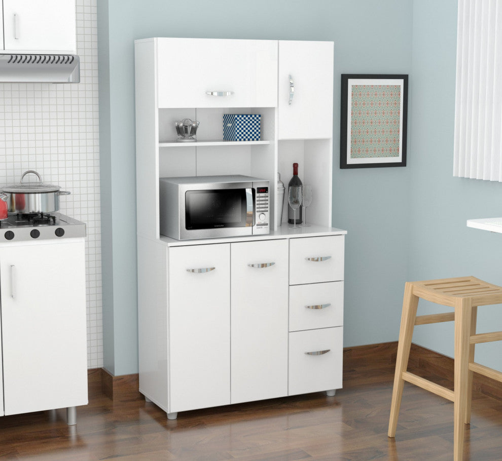 HomeRoots White Finish Wood Kitchen Storage Cabinet