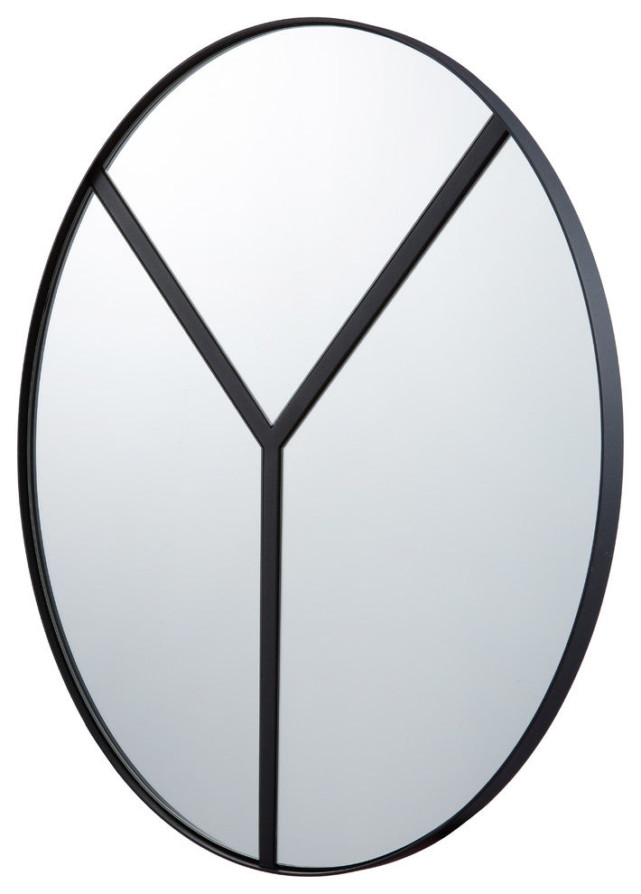 .-    Lyra 30-in Round Accent Mirror - Black