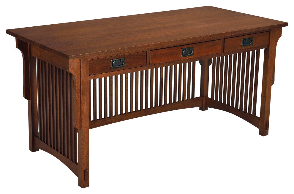 Mission Solid Quarter Sawn Oak 3 Drawer Library Table Desk