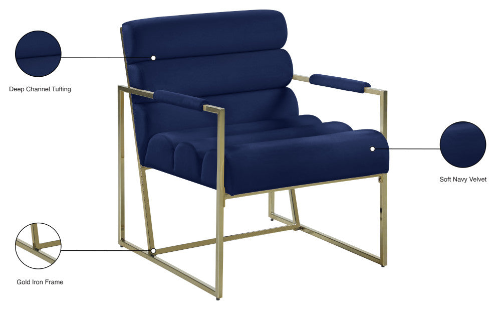 Wayne Velvet Upholstered Accent Chair, Navy