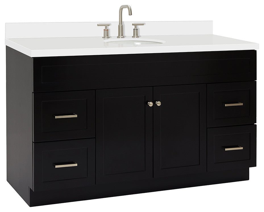 Ariel Hamlet 61" Oval Sink Bath Vanity, 1.5" White Quartz