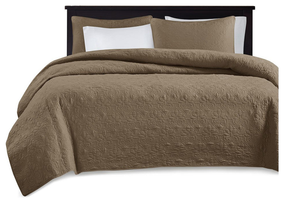 Madison Park Quebec Reversible Quilt Set, Mocha