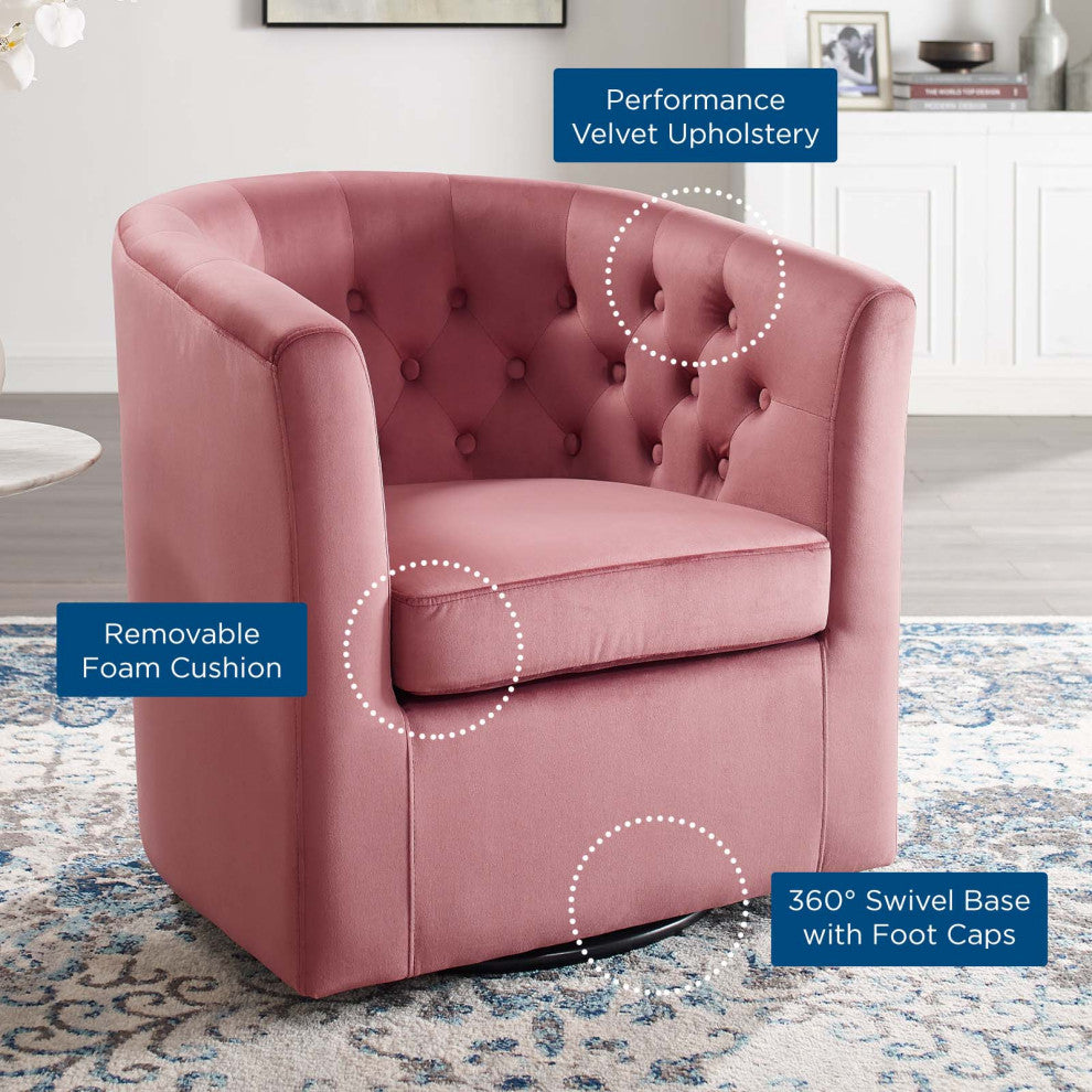 Tufted Armchair Accent Chair, Velvet, Pink, Modern, Living Lounge Hospitality