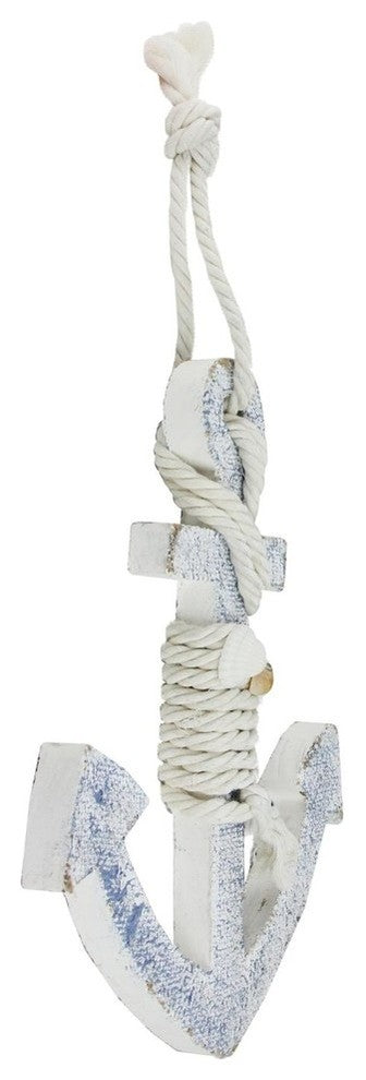 12" White and Blue Nautical Hanging Anchor Wall Decor