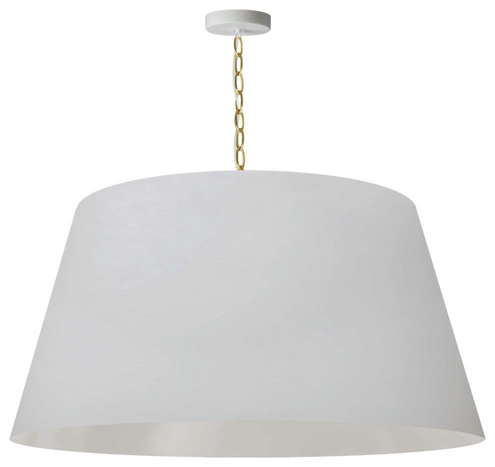 1 Light Brynn Extra Large Pendant, White Shade, Aged Brass