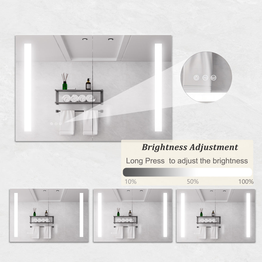36" Surface Mount Aluminum Medicine Cabinet with Double Door and LED Lights