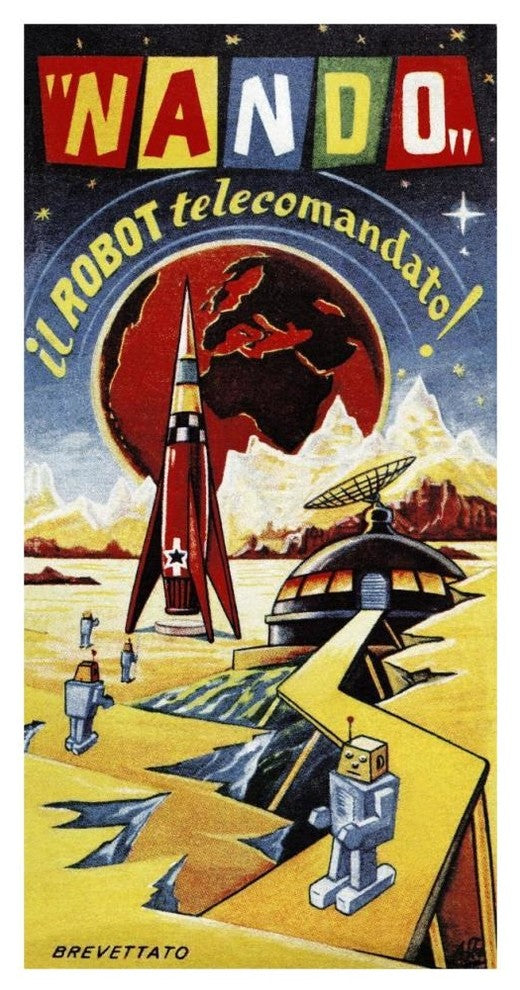 "Nando - Il Robot a Telecomando" Digital Paper Print by Retrobot, 24"x46"