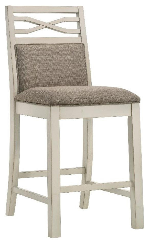 Pemberly Row 26" Wood Counter Height Chair in Gray and Khaki (Set of 2)