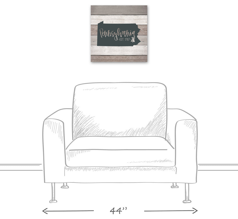 Pennsylvania Established 16x16 Canvas Wall Art