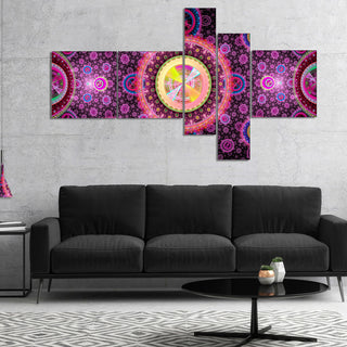 Bright Pink Psychedelic Relaxing Art, Abstract Canvas Print, 60"x32", 5 panels