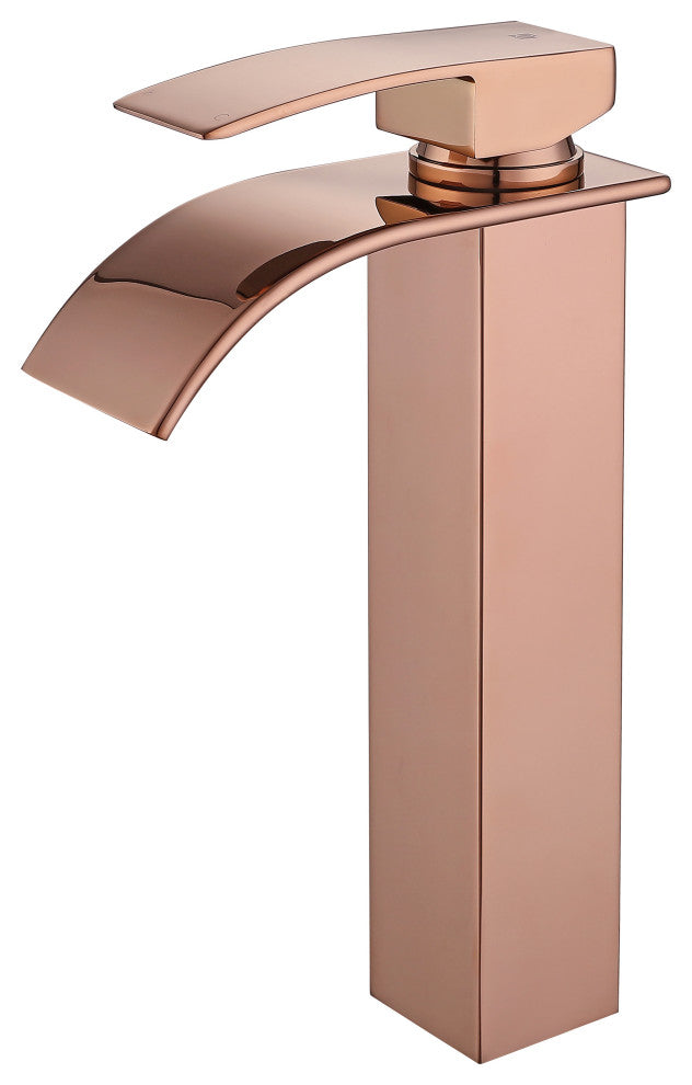 Raina 10" Single Hole Vessel Sink Bathroom Faucet, Polished Rose Gold