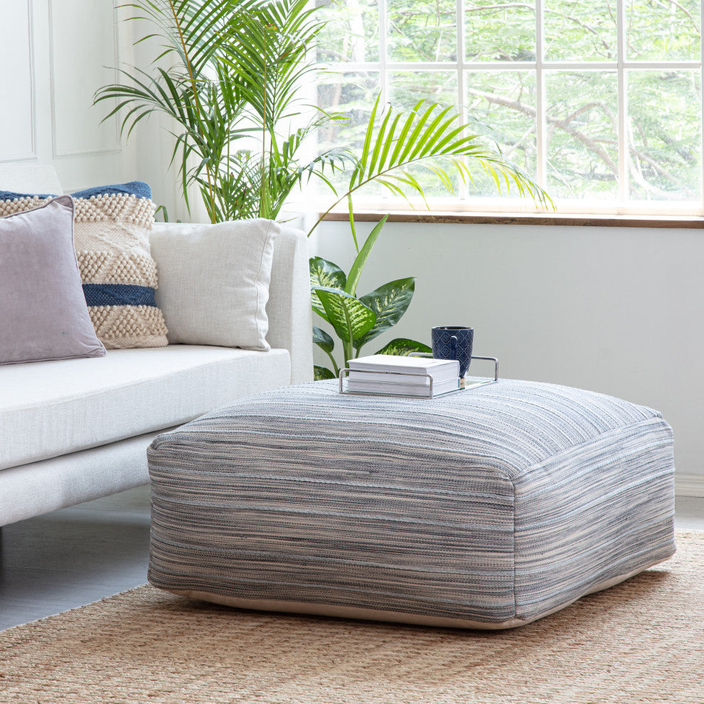 Montanita Gray 34" x 34" x 16" Gray and Ivory Ottoman