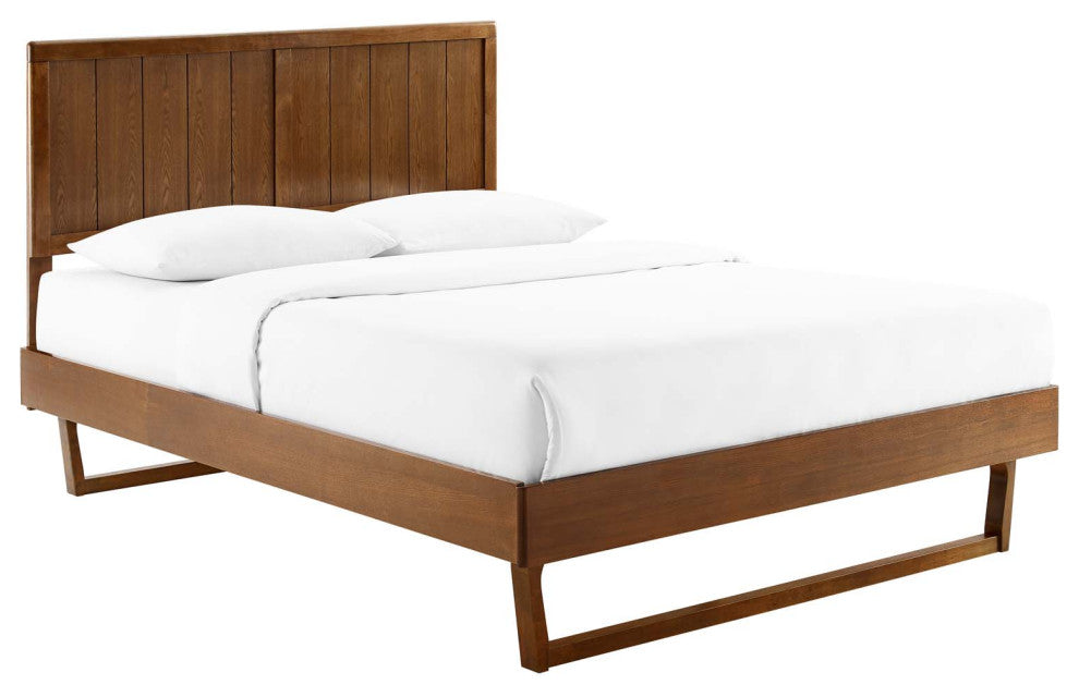 Alana Twin Wood Platform Bed With Angular Frame Walnut