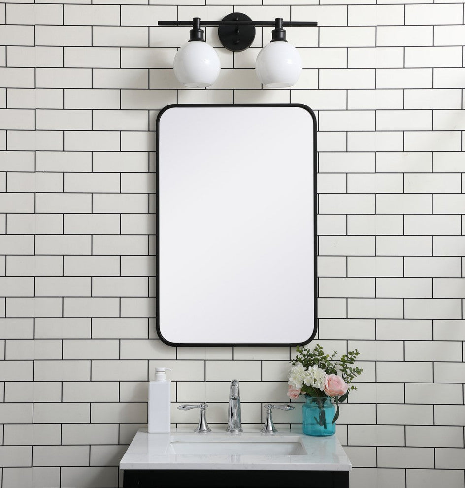 Ellis Soft Corner Metal Rectangular Mirror, Black, 20"x30"