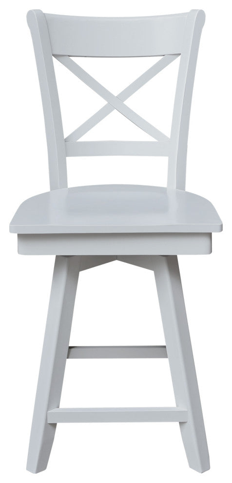 Charlotte Counter Height Stool with 24 in. H Swivel Seat in White
