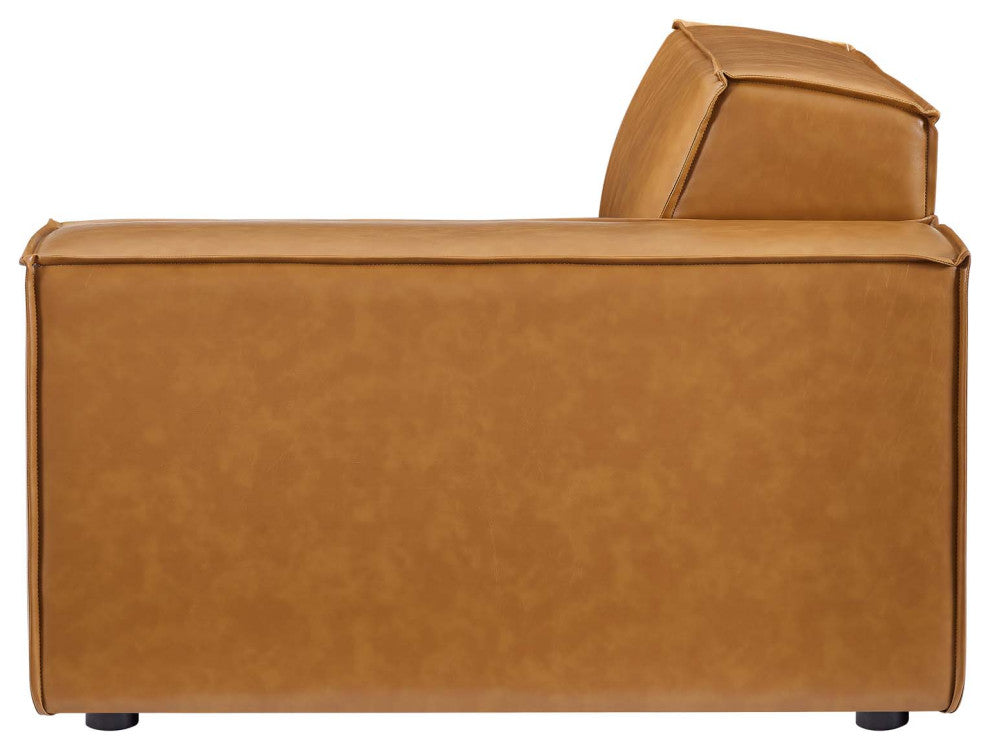Sectional Sofa Set, Faux Vegan Leather, Tan, Modern, Living Lounge Hospitality