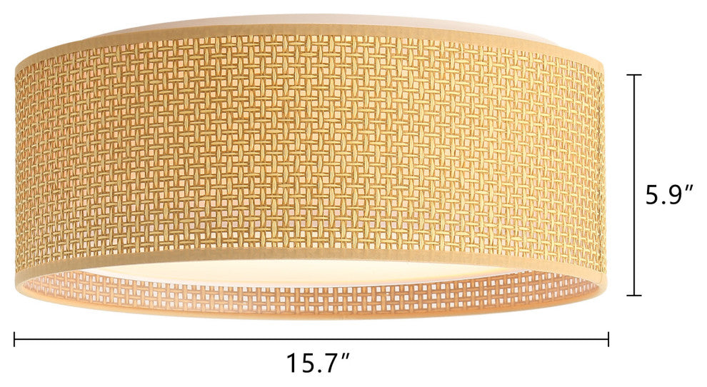 3-Light Double Shade Drum Flush Mount, Sepia Tan