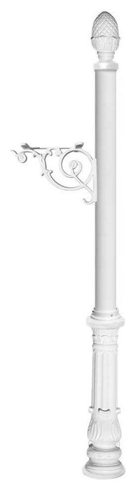 Lewiston Post Only-Support Bracket, Ornate Base, Pineapple Finial, White