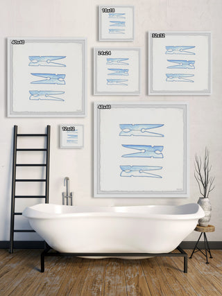 "Clothespins" Framed Painting Print, 24x24