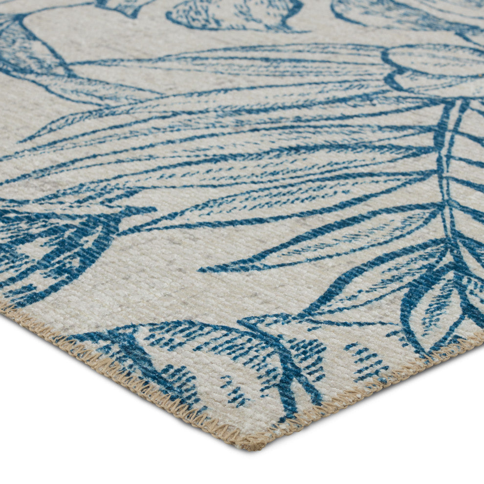 Vibe Tropic Indoor/Outdoor Floral Navy/Taupe Area Rug 5'X8'