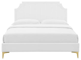 Sienna Performance Velvet King Platform Bed, White