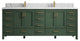 Malibu 84 Double Sink Bath Vanity in Lafayette Green 1.5" Calacatta Laza