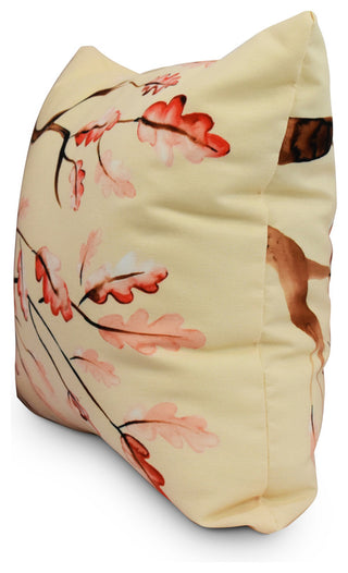 26" Wild Oak Branch Cream Floral Print Decorative Throw Pillow