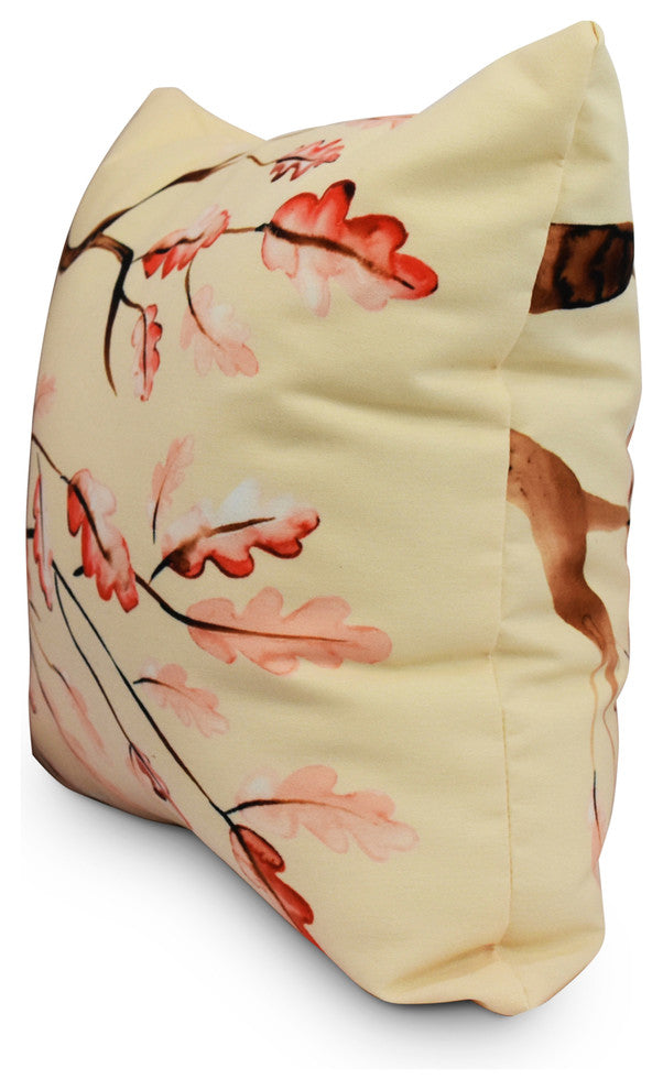 26" Wild Oak Branch Cream Floral Print Decorative Throw Pillow