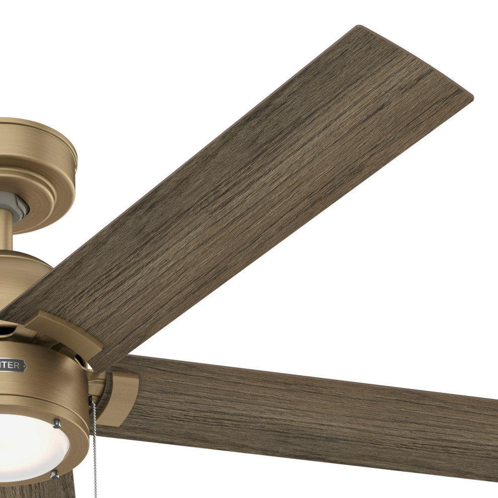 Erling Ceiling Fan, LED Light Kit and Pull Chain, Burnished Brass, 52"