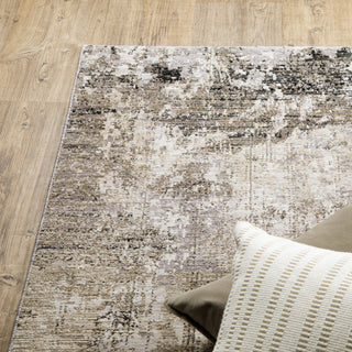 Noble Distressed Abstract Beige/ Grey Indoor Area Rug, 2'3"x7'6"