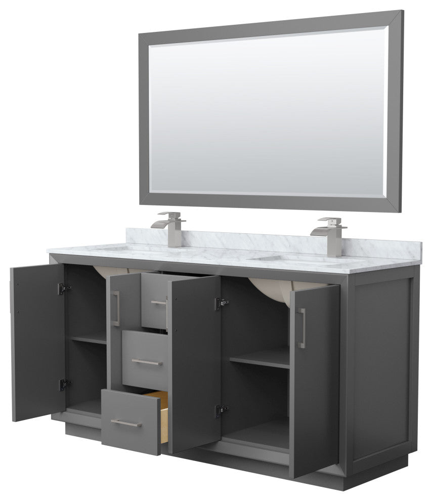 Wyndham WCF414166DKGCMUNSM58 Strada 66 Inch Double Bathroom Vanity in Dark Gray