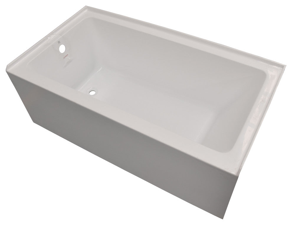 Vanity Art Alcove Soaking Acrylic Bathtub, Pure White, 60"x32", Left
