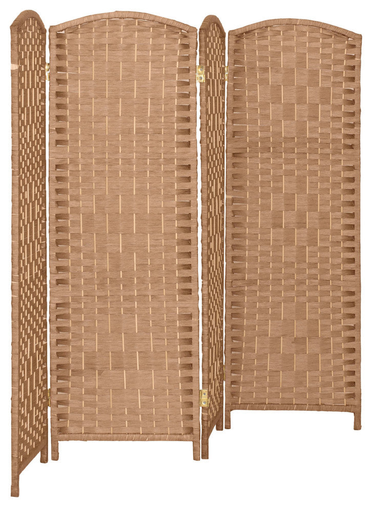 4 ft. Short Diamond Weave Fiber Room Divider Natural 4 Panel