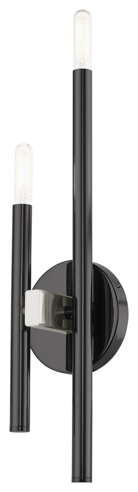 Black Chrome Mid Century Modern, Urban, Scandinavian, Minimal Double Sconce