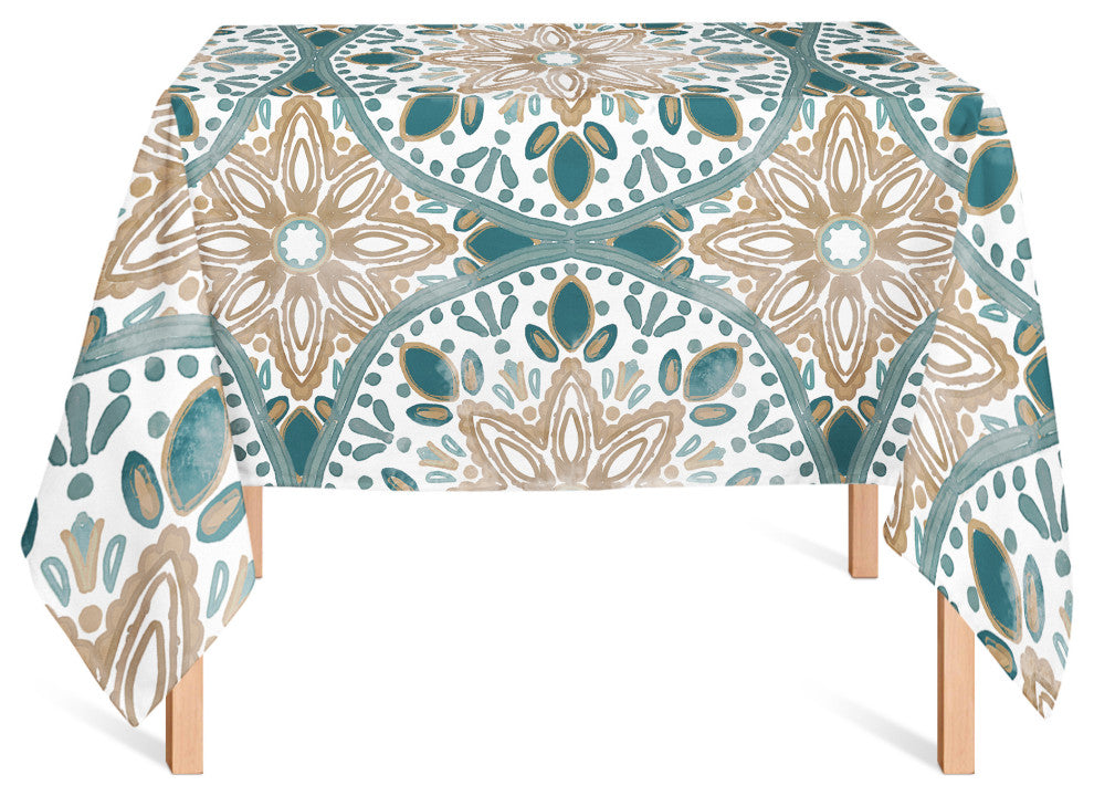 Faded Medallion Pattern 58x58 Tablecloth