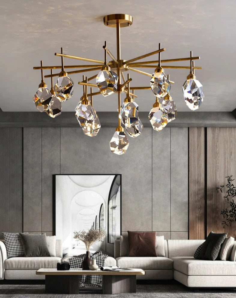 Gold Diamond Crystal Three Layer Led Copper Creative Chandelier, 16lights-A