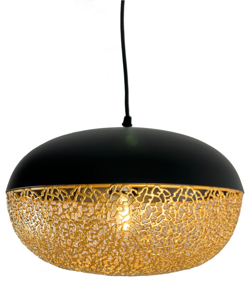 Iktan 1-Light Black and Gold Oval Pendant