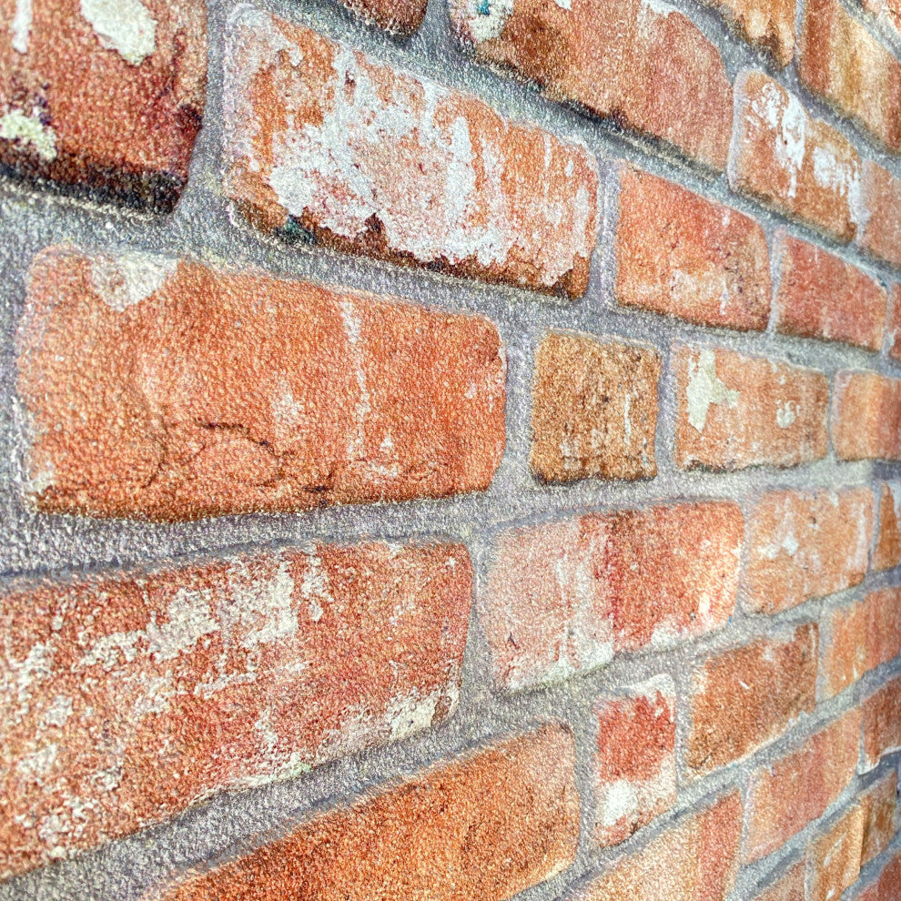 Faux Brick 3D Wall Panels, Red Orange, Set of 10, Covers 54 sq ft