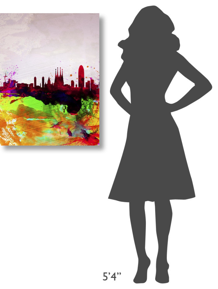 "Barcelona Watercolor Skyline" Fine Art Print