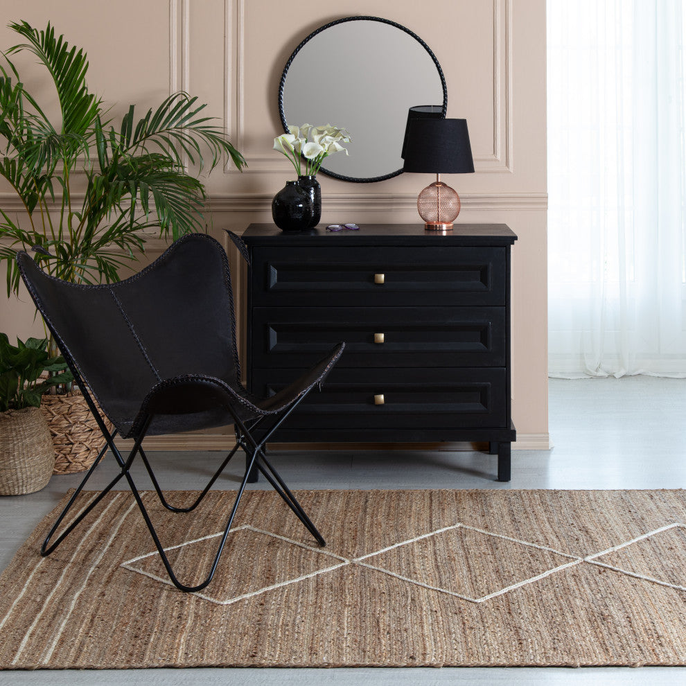 8' x 10' Anatolian Natural and Ivory Diamond Stripe Braided Area Rug