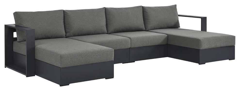 Tahoe Outdoor Patio Powder-Coated Aluminum 4-Piece Sectional Sofa Set - Gray Cha