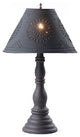 Wood Table Lamp With Punched Tin Shade USA Handmade Davenport, Americana Black