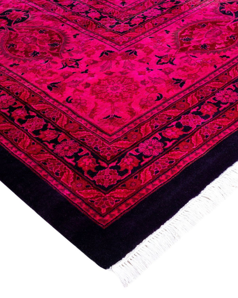 Overdyed, One-of-a-Kind Hand-Knotted Area Rug Pink, 12'1"x18'0"