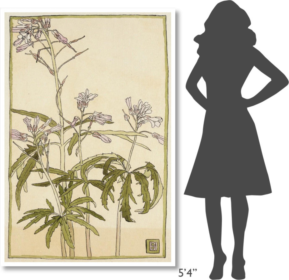 "Pink Flowers with Spiky Green Leaves" Print by Hannah Borger Overbeck, 42"x62"