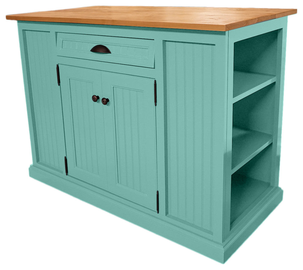Modern Coastal Kitchen Island, Aqua Fiesta